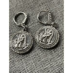 Angel Silver Medallion Earrings
